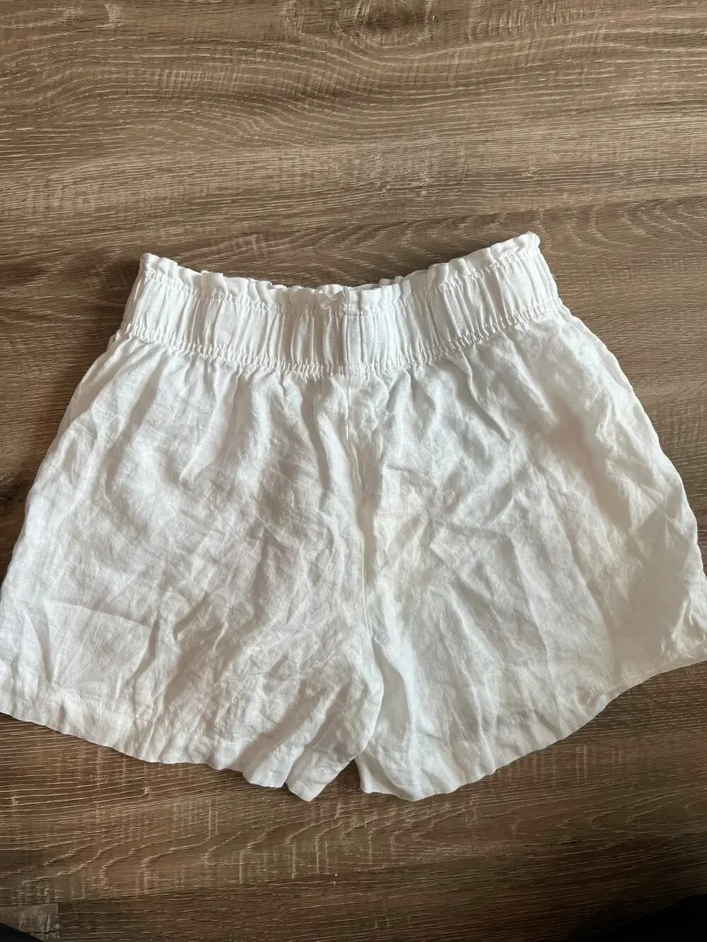 Quince Women’s Small White Linen Shorts Elastic Waist NWT